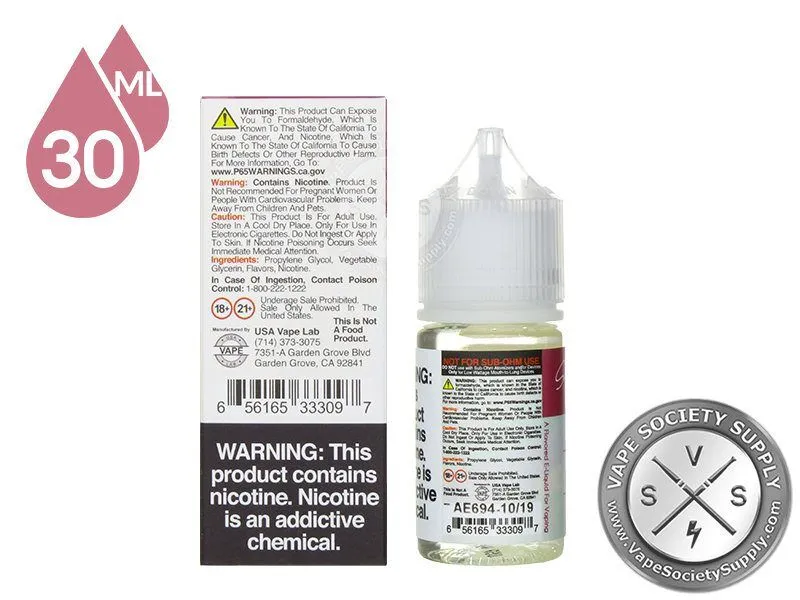 Lava Flow NKD 100 Salt 30ml box back and bottle back label