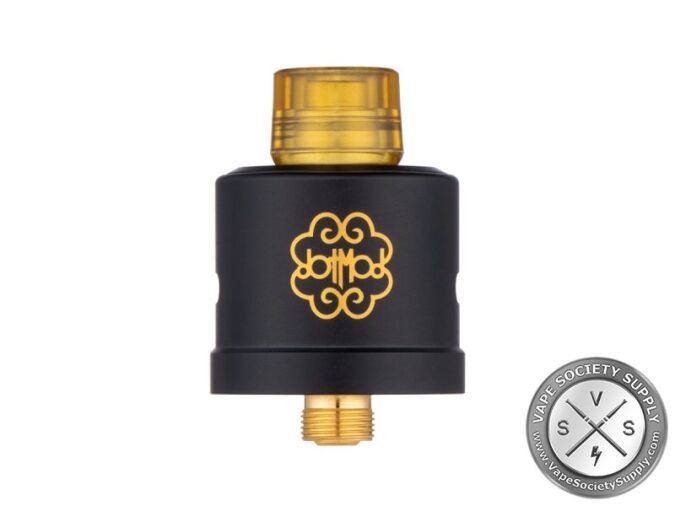 dotmod DotRDA X in Black with an amber drip tip