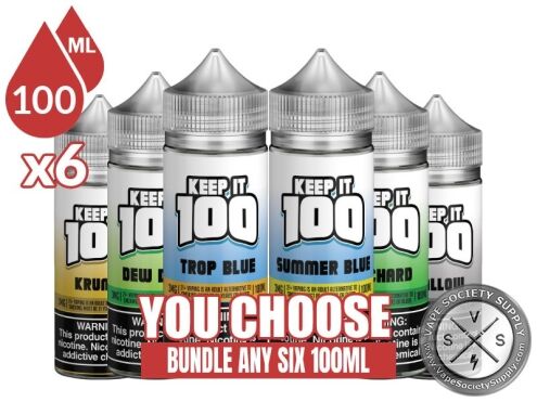 Keep It 100 Vape Juice Bundle 6x100ml (600ml): 6 bottles with a You Choose banner