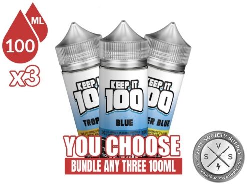 Keep It 100 Vape Juice Bundle 3x100ml (300ml): 3 bottles with a You Choose banner