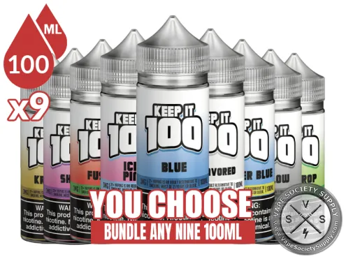 Keep It 100 Vape Juice Bundle 9x100ml (900ml): 9 bottles with a You Choose banner