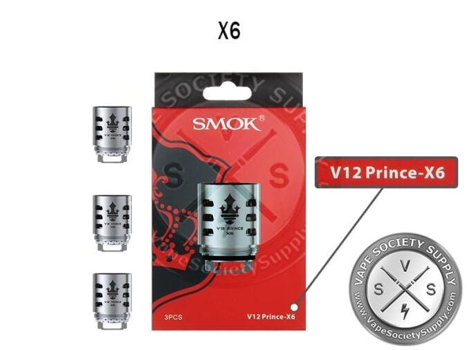 SMOK V12 Prince-X6 coil box with three V12 Prince-X6 coils