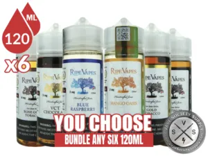 Ripe Vapes Bundle 6x120ml (720ml): 6 bottles with a You Choose banner