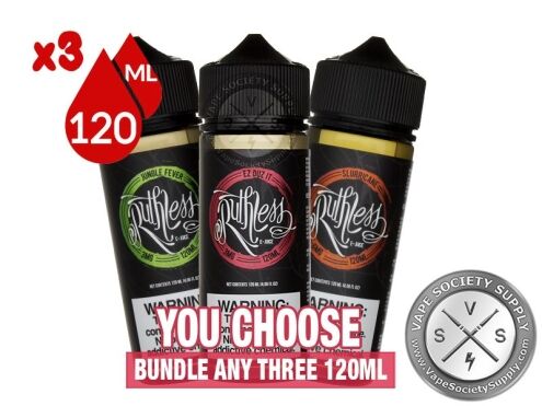 Ruthless Vapor Bundle 3x120ml (360ml): 3 bottles with a You Choose banner