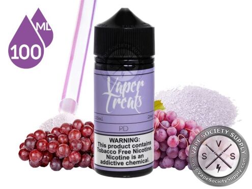 Pixy Dip by Vaper Treats 100ml bottle with grapes, a candy straw and grape candy powder
