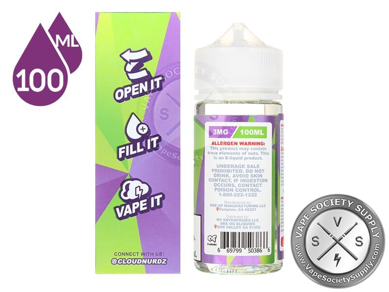 Grape Apple by Cloud Nurdz 100ml box side panel and bottle