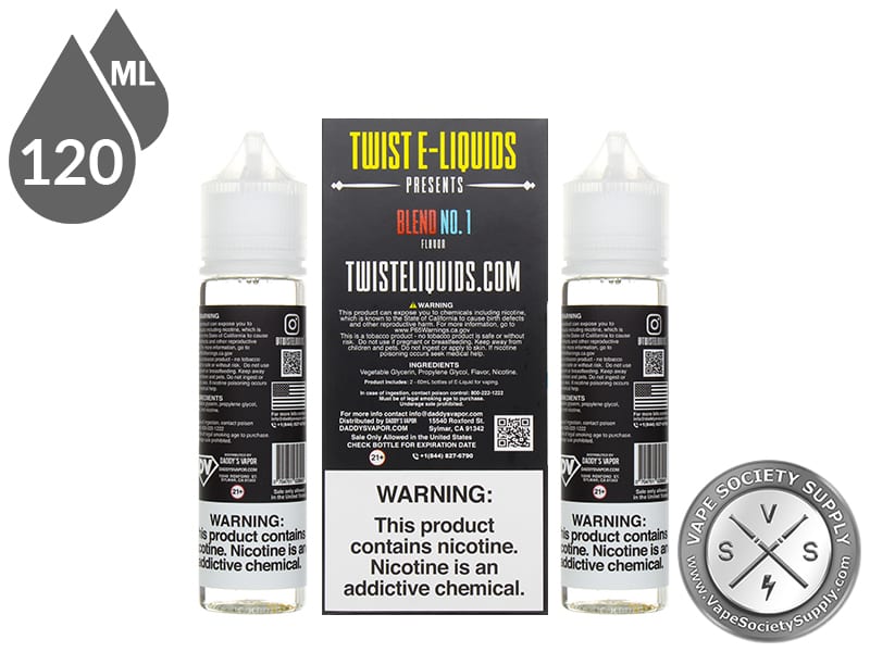 Blend No. 1 by Twist 120ml box back and bottle warning labels