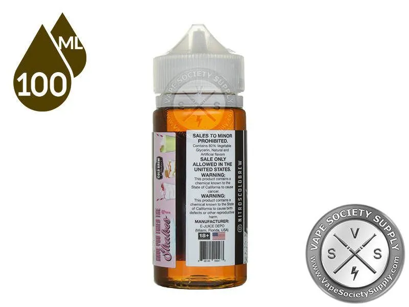 White Chocolate Mocha by Nitro's Cold Brew Coffee 100ml bottle, back label with warnings