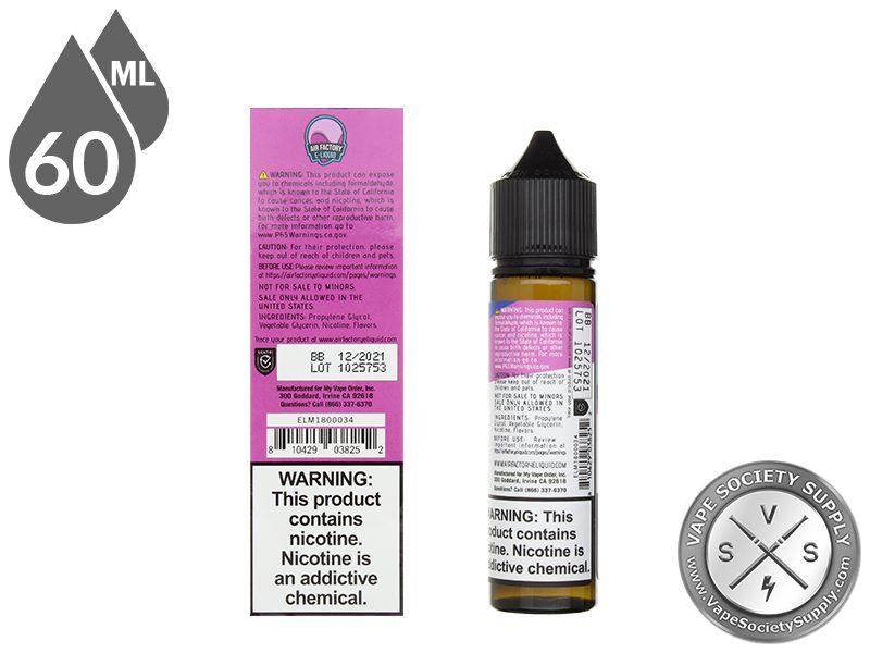 Berry Rush by Air Factory 60ml box and bottle, back labels