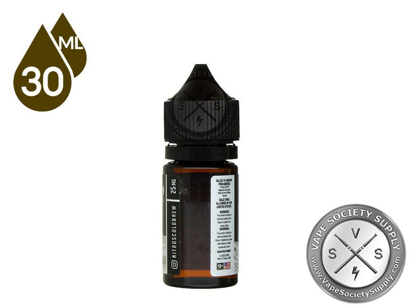 White Chocolate Mocha by Nitro's Cold Brew Salted Blends 30ml bottle, back label with warnings