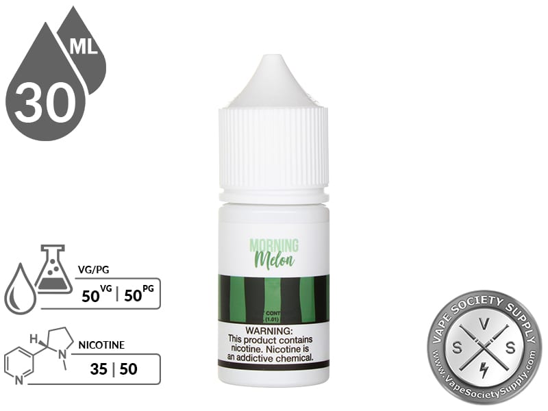 Morning Melon by Fresh Farms Salt 30ml bottle with a 50/50 VG/PG icon and nicotine strength icons