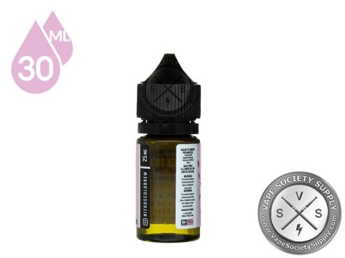 Salted Caramel by Nitro's Cold Brew Shakes Salt 30ml bottle, back label with warnings