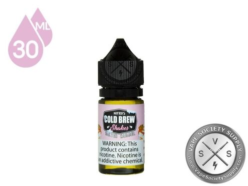 Salted Caramel by Nitro's Cold Brew Shakes Salt 30ml bottle, front label