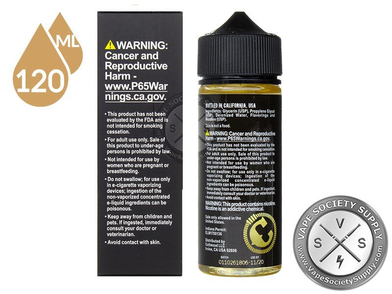Tobacco Trail by Cuttwood 120ml box and bottle, back labels