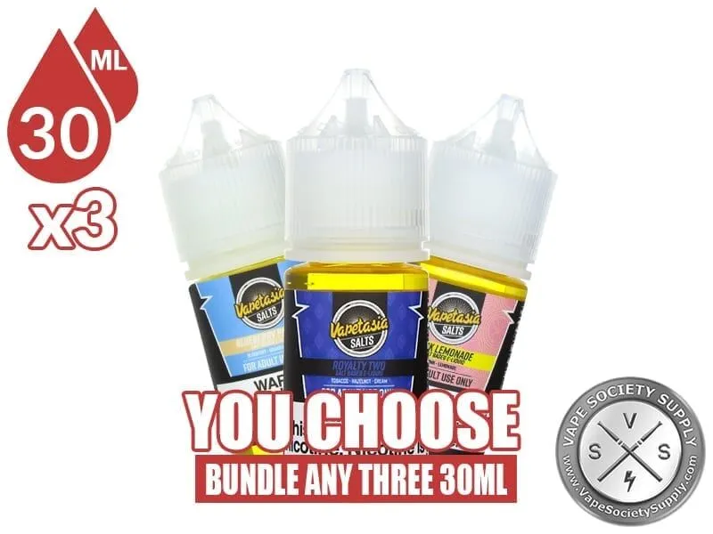 Vapetasia Salt Bundle 3x30ml (90ml): 3 bottles with a You Choose banner