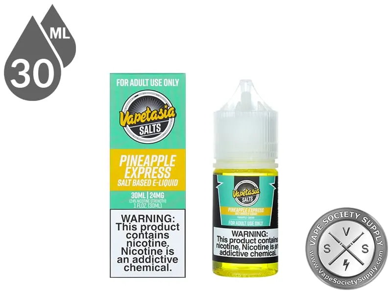 Pineapple Express Vapetasia Salt 30ml bottle in front of its box