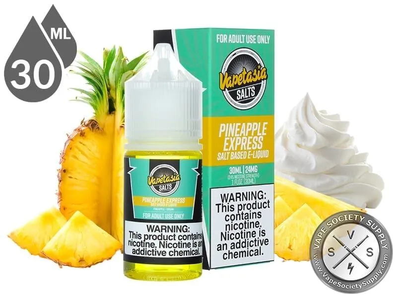 Pineapple Express Vapetasia Salt 30ml bottle and box with pineapple and whipped cream