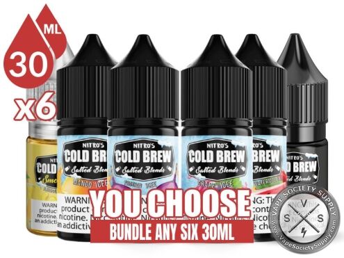 Nitro's Cold Brew Salted Blends Bundle 6x30ml (180ml): 6 bottles with a You Choose banner