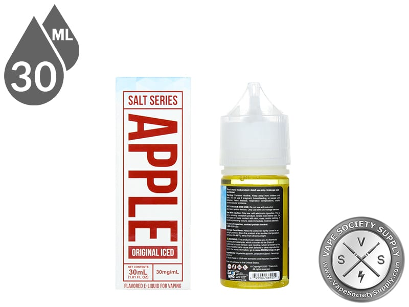 Original Iced Reds Apple 7 Daze Salt 30ml box side and bottle label