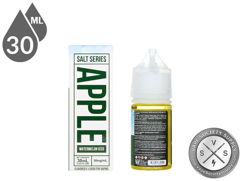 Watermelon Iced Reds Apple 7 Daze Salt 30ml box side and bottle label
