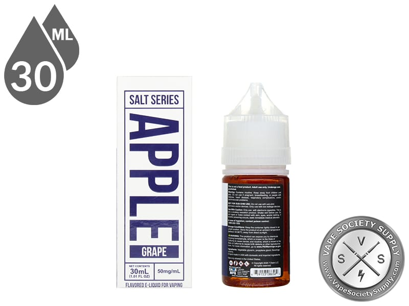 Grape Reds Apple 7 Daze Salt 30ml box side and bottle label