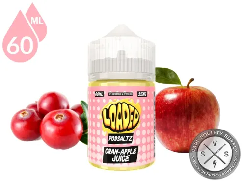 Cran Apple Loaded PODSALTZ 60ml bottle with cranberries and red apples