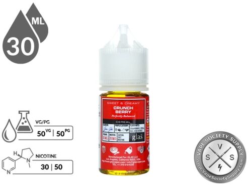 Crunch Berry by BSX Salt 30ml bottle with a 50/50 VG/PG icon and nicotine strength icons