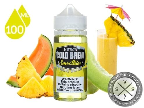 Pineapple Melon Swirl by Nitro's Cold Brew Smoothies 100ml bottle with cantaloupe, pineapple, honeydew and a pineapple smoothie