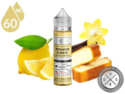 Pound Cake by BSX 60ml bottle with a lemon, a vanilla flower and slices of pound cake