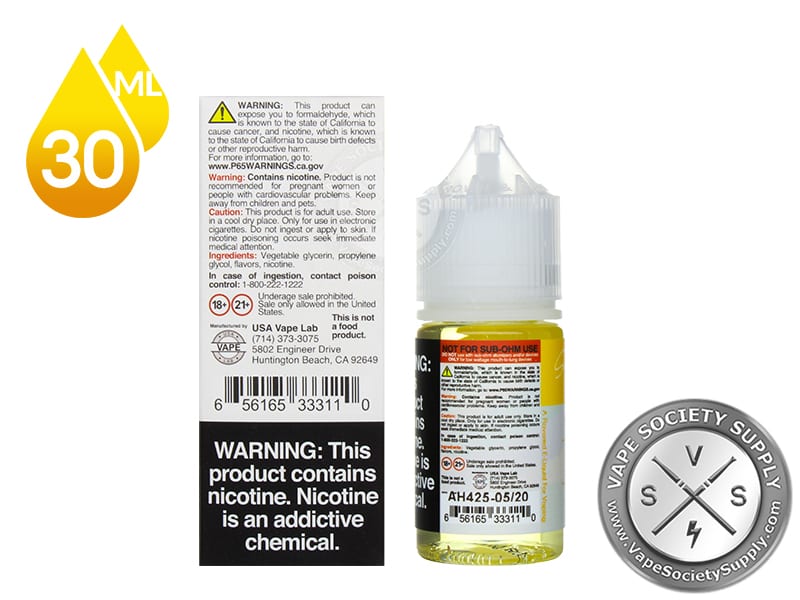 Maui Sun NKD 100 Salt 30ml box back and bottle back label