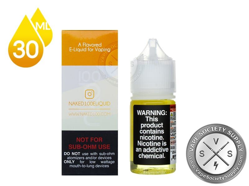 Maui Sun NKD 100 Salt 30ml box side and bottle warning label
