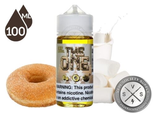 Marshmallow Milk THE ONE 100ml bottle with a donut, marshmallows and milk