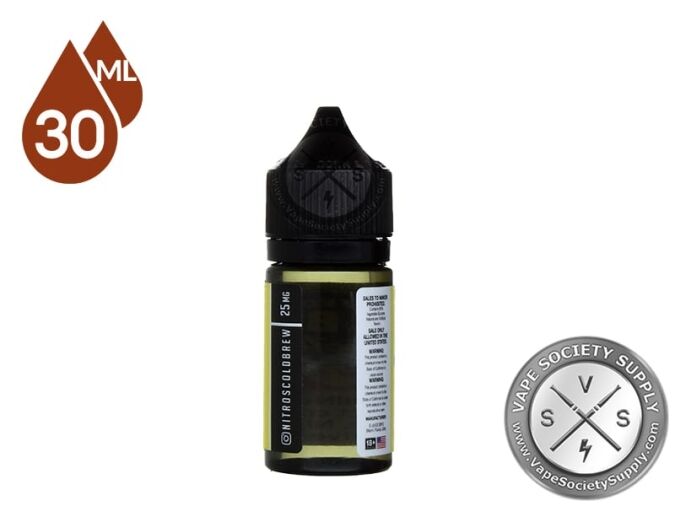 Fruit Splash by Nitro's Cold Brew Smoothies Salt 30ml bottle, back label with warnings
