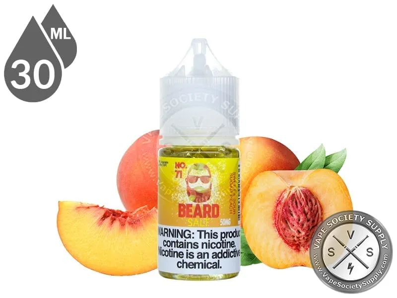 No. 71 Beard Salt 30ml bottle with fresh peaches