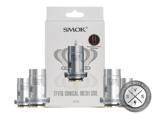 SMOK TFV16 Conical Mesh Coil box, powered by nexMesh, with loose TFV16 conical mesh coils