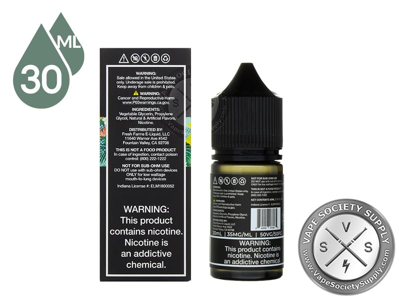 Blood Orange Cactus Cooler by Fruitia Salt 30ml box back panel and bottle