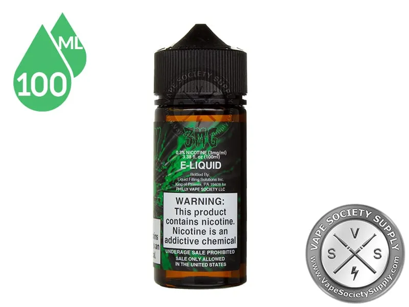Shamrock Cookie by SadBoy 100ml in an older SadBoy bottle, side label with the nicotine strength