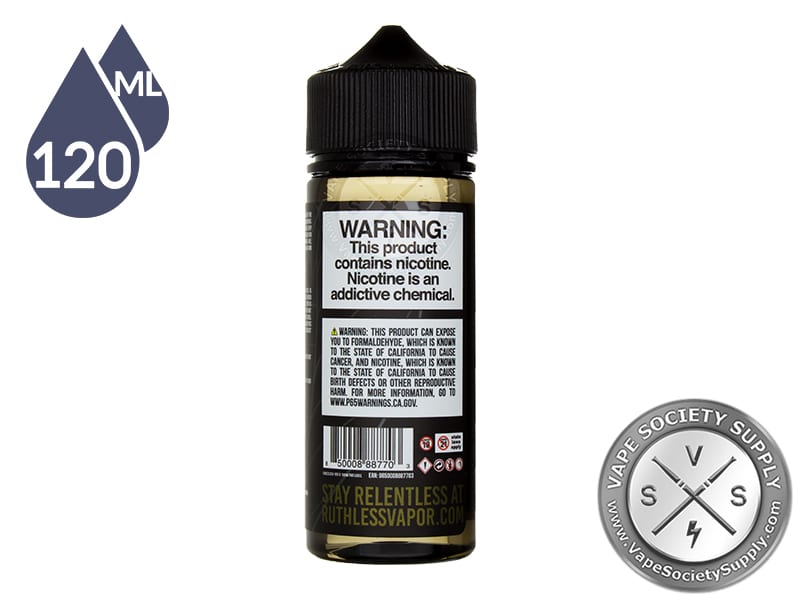 Swamp Thang On Ice Ruthless Vapor 120ml bottle back label