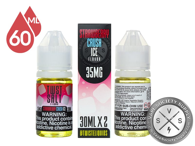 Strawberry Crush Ice by Twist Salt 60ml box side between the bottles