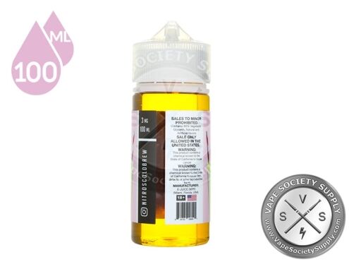 Key Lime Pie by Nitro's Cold Brew Shakes 100ml bottle, back label with warnings