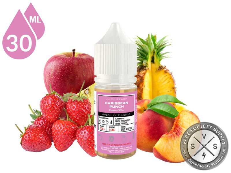 Caribbean Punch by BSX Salt 30ml bottle with an apple, strawberries, a pineapple and peaches