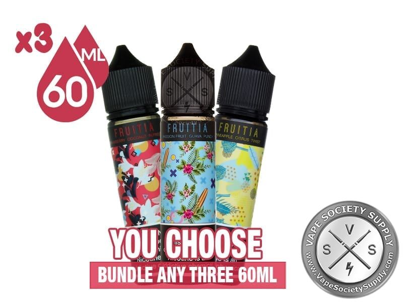 Fruitia Bundle 3x60ml (180ml): 3 bottles with a You Choose banner