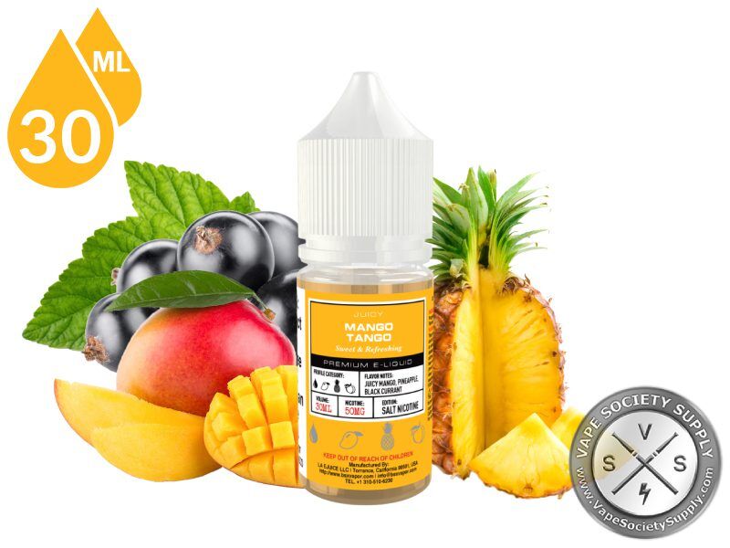 Mango Tango by BSX Salt 30ml bottle with a mango, black currants and a pineapple