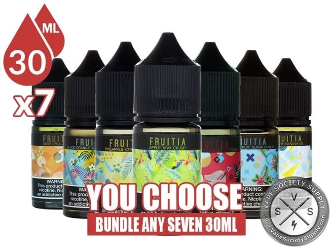 Fruitia Salt Bundle 7x30ml (210ml): 7 bottles with a You Choose banner