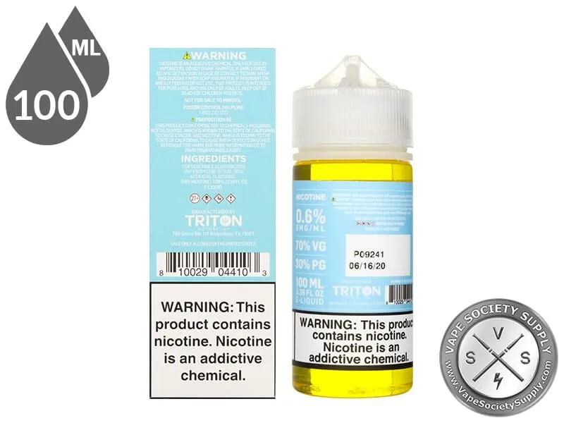 Iced Milk of the Poppy Vapetasia 100ml bottle next to the box back with ingredients