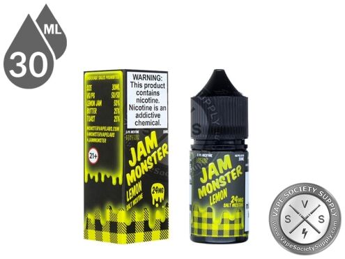 Lemon Jam Monster Salt 30ml bottle in front of its box