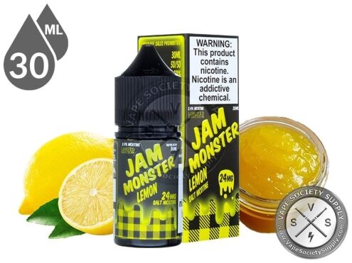Lemon Jam Monster Salt 30ml bottle and box with lemons and lemon jam