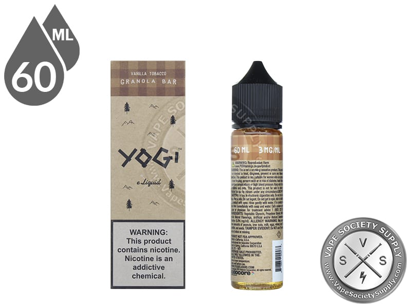 Vanilla Tobacco Granola Bar by YOGI 60ml bottle back label and box