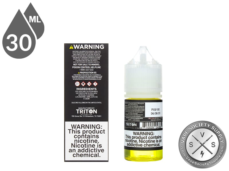 Blueberry Parfait Vapetasia Salt 30ml bottle next to the box back with ingredients