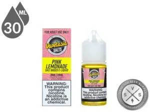 Pink Lemonade Vapetasia Salt 30ml bottle in front of its box